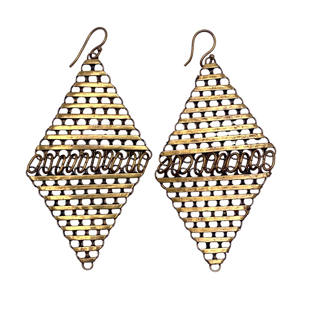 Gold Triangular Drop Earrings